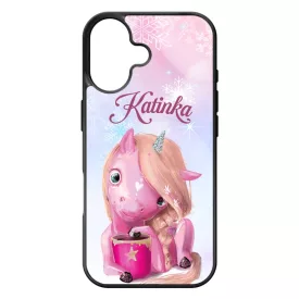 Unikornis és kávé - Téli mintás iPhone 17 tok