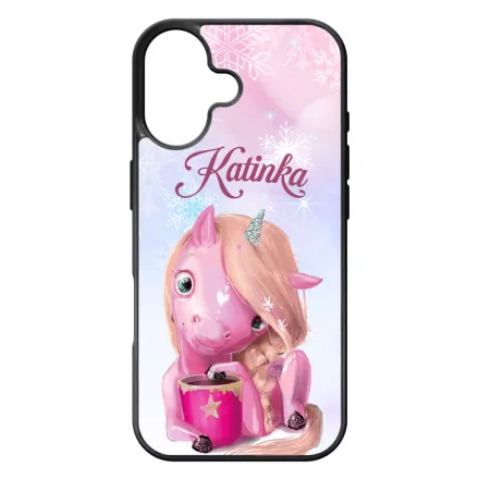 Unikornis és kávé - Téli mintás iPhone 17 tok