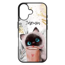 Kávézós cicus - Téli mintás iPhone 17 tok