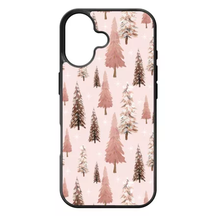 Rózsaszín karácsonyi fenyőfa mintás iPhone 17 tok