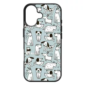 Türkiz aranyos rajzolt kutya mintás iPhone 17 tok