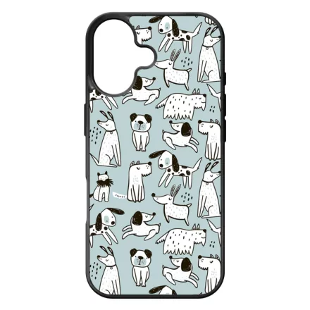 Türkiz aranyos rajzolt kutya mintás iPhone 17 tok