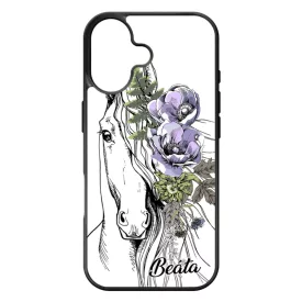 Rajzolt virágos lovas iPhone 17 tok