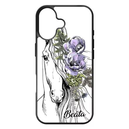 Rajzolt virágos lovas iPhone 17 tok