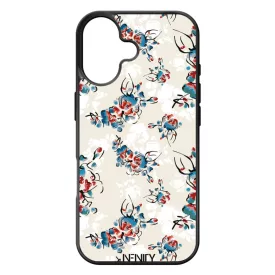 Művészi kék piros virágok iPhone 17 tok