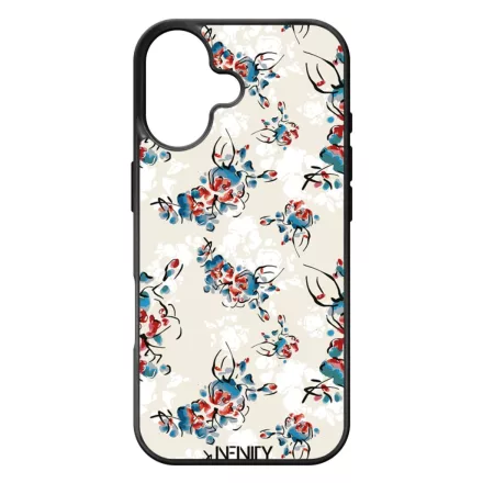 Művészi kék piros virágok iPhone 17 tok