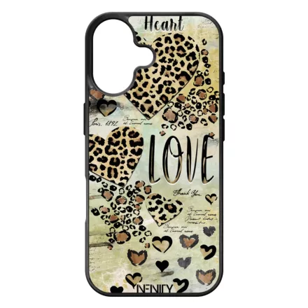 Szépséges leopárd mintás szívek iPhone 17 tok