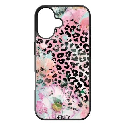 Pink virágos leopárd iPhone 17 tok