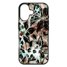 Különleges türkiz virágos leopárd iPhone 17 tok