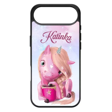 Unikornis és kávé - Téli mintás iPhone 17 Air tok