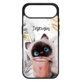 Kávézós cicus - Téli mintás iPhone 17 Air tok