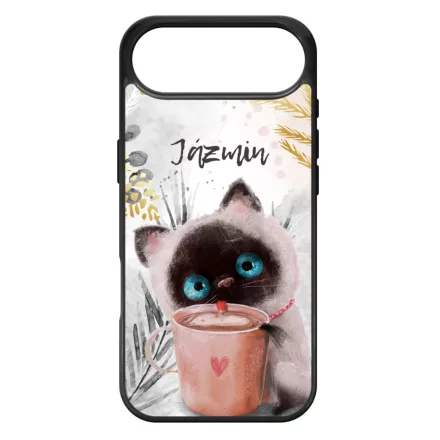 Kávézós cicus - Téli mintás iPhone 17 Air MagSafe tok