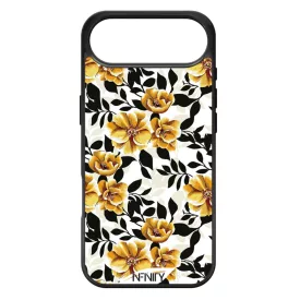 Fekete és aranysárga virágos iPhone 17 Air tok