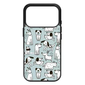 Türkiz aranyos rajzolt kutya mintás iPhone 17 Pro tok