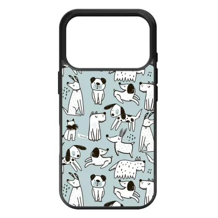 Türkiz aranyos rajzolt kutya mintás iPhone 17 Pro MagSafe tok