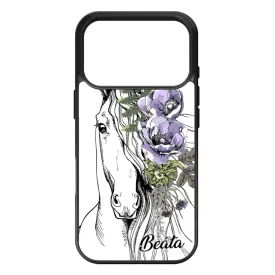 Rajzolt virágos lovas iPhone 17 Pro tok