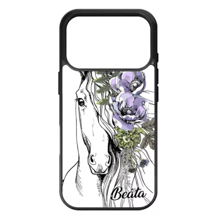 Rajzolt virágos lovas iPhone 17 Pro 18 Pro MagSafe tok