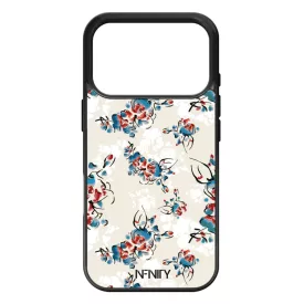 Művészi kék piros virágok iPhone 17 Pro tok