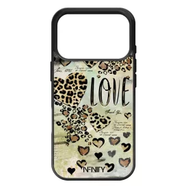 Szépséges leopárd mintás szívek iPhone 17 Pro tok