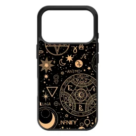 Aranyló ezoterikus szimbólumok iPhone 17 Pro tok