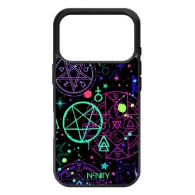 Neon ezoterikus szimbólumok iPhone 17 Pro tok