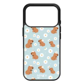 Cuki türkiz fehér virágos capybara iPhone 17 Pro 18 Pro tok