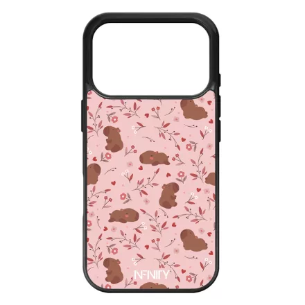 Tündéri rózsaszín virágos capybara iPhone 17 Pro 18 Pro tok