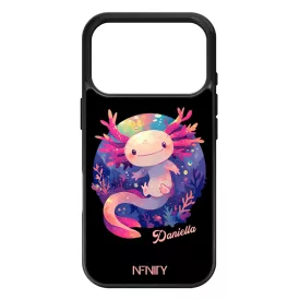 Névvel kérhető - Cuki pink kawaii Axolotl iPhone 17 Pro 18 Pro tok