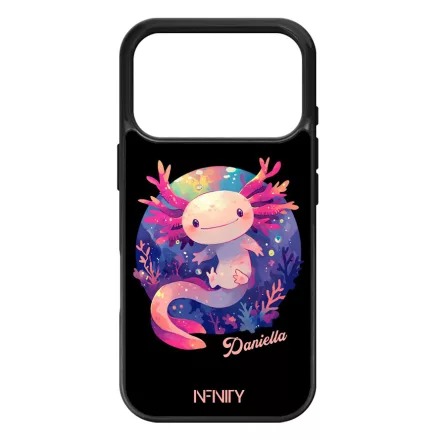 Névvel kérhető - Cuki pink kawaii Axolotl iPhone 17 Pro 18 Pro tok