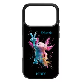 Névvel kérhető - Színes Splash Axolotl iPhone 17 Pro Max / 18 Pro Max tok