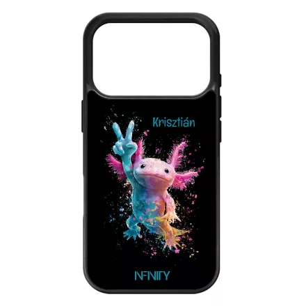 Névvel kérhető - Színes Splash Axolotl iPhone 17 Pro 18 Pro tok