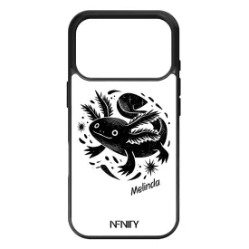 Névvel kérhető - Fekete-fehér Axolotl iPhone 17 Pro 18 Pro tok