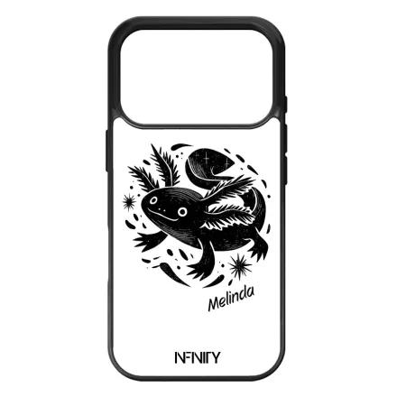 Névvel kérhető - Fekete-fehér Axolotl iPhone 17 Pro 18 Pro tok