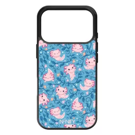 Vidám kék virágos Axolotl iPhone 17 Pro Max / 18 Pro Max tok