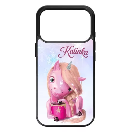 Unikornis és kávé - Téli mintás iPhone 17 Pro Max tok