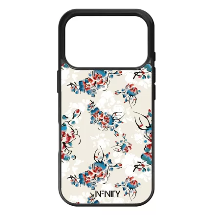 Művészi kék piros virágok iPhone 17 Pro Max MagSafe tok