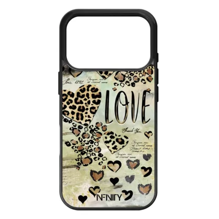 Szépséges leopárd mintás szívek iPhone 17 Pro Max tok