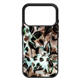 Különleges türkiz virágos leopárd iPhone 17 Pro Max / 18 Pro Max tok