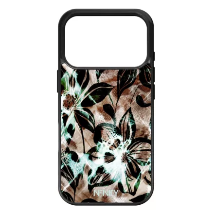 Különleges türkiz virágos leopárd iPhone 17 Pro Max tok