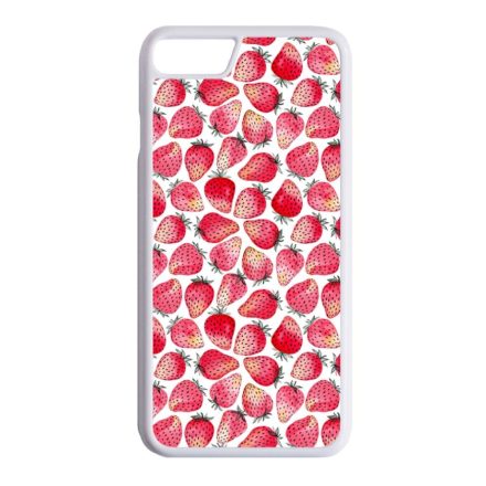Strawberry BOOM - Eper mintás iPhone fehér tok