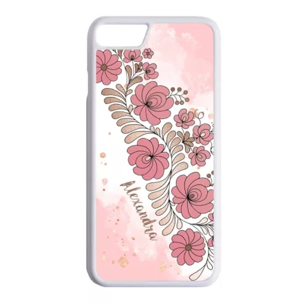 Kérd a neveddel - RoseGold Matyó magyar mintás hungarian folk iPhone fehér tok