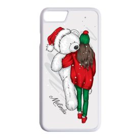 Kérd a neveddel - Lány & Maci - csajos karácsony iPhone fehér tok