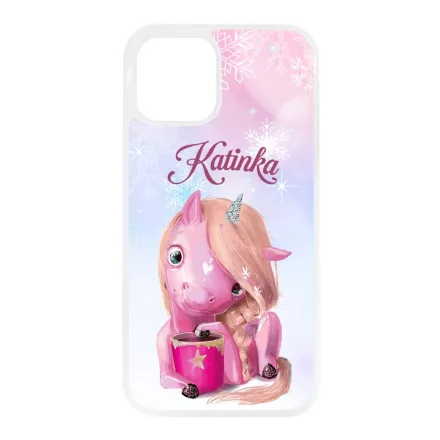 Unikornis és kávé - Téli mintás iPhone tok