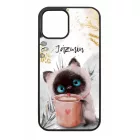 Kávézós cicus - Téli mintás iPhone tok