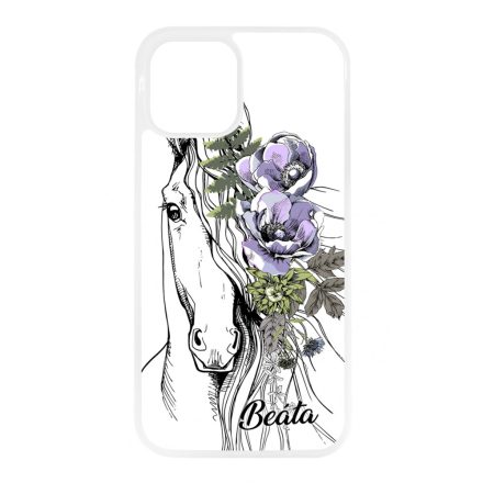 Rajzolt virágos lovas iPhone tok