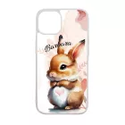 Kérd a neveddel - Szíves pocakú nyuszika szilikon iPhone tok