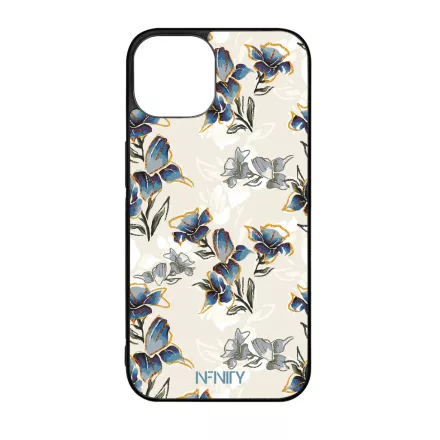 Kék és arany tavaszi virágzás Art szilikon iPhone tok tok