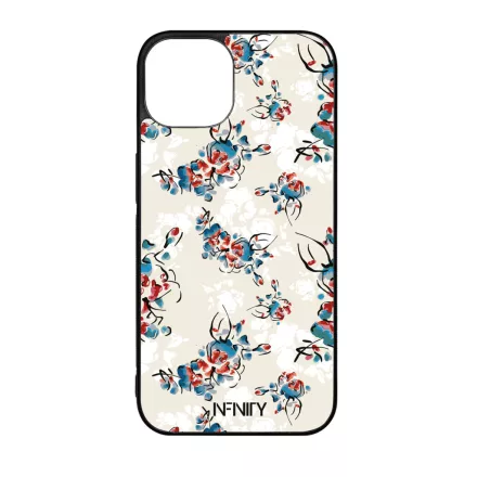 Művészi kék piros virágok szilikon iPhone tok tok