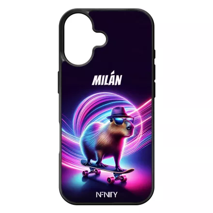 Névvel kérhető - Retro deszkás capybara iPhone szilikon tok