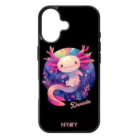Névvel kérhető - Cuki pink kawaii Axolotl iPhone szilikon tok